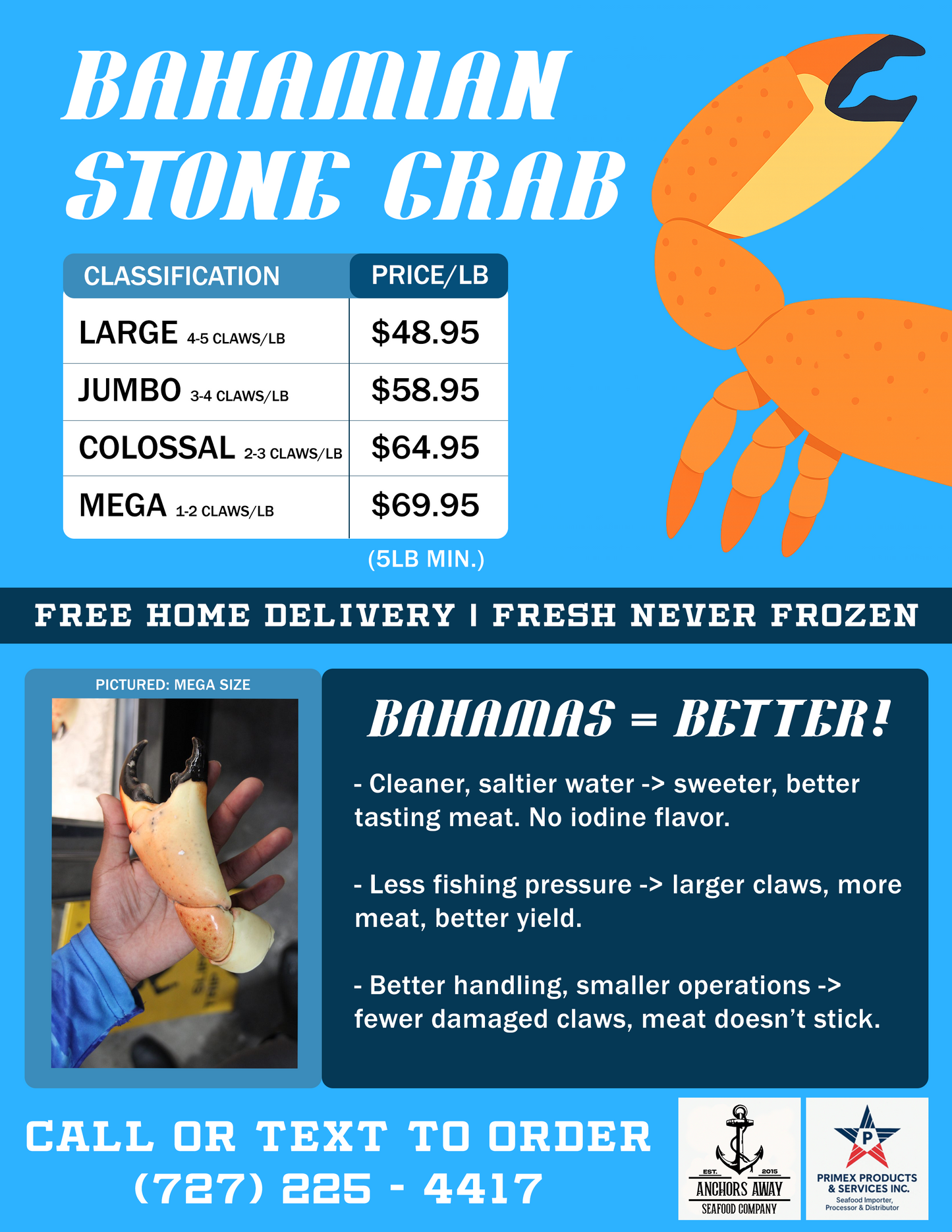 Fresh Bahamian Stone Crab