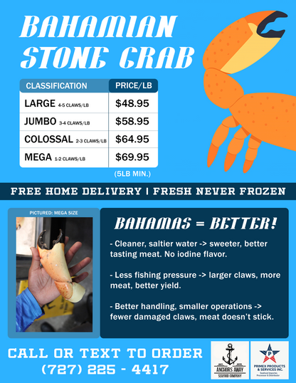 Fresh Bahamian Stone Crab